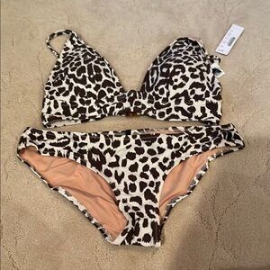 J. Crew LANA LEOPARD TAUPE MULTI Bikini Small NWT
